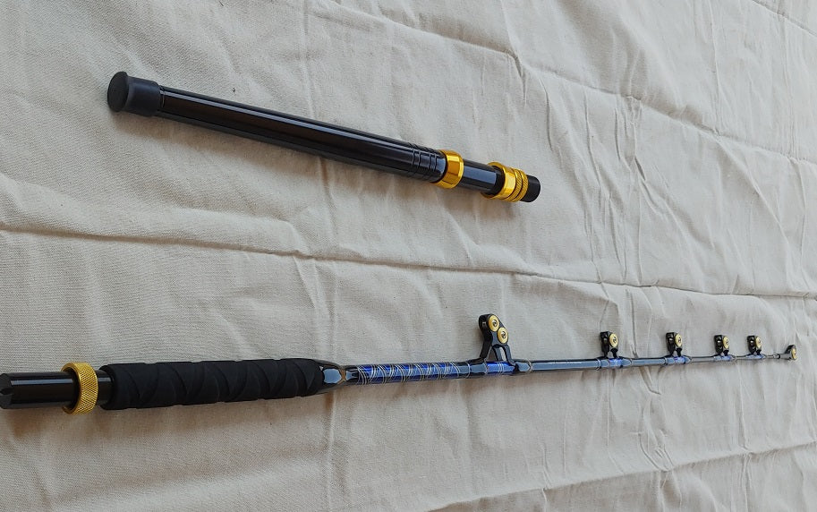 130 lb Blue Spear Tuna Trolling Roller Guide Rod 6' 6"